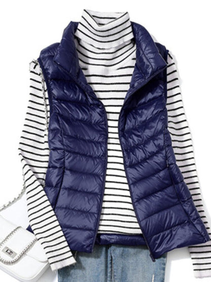 Sleeveless White Duck Down Coat for Females