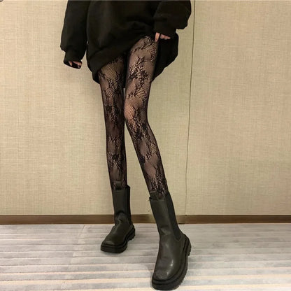 Heart Flower Mesh Japanese Girl Lolita Ins Tights Stockings White Fishnet Pantyhose Female for Women Summer Legging Stocking