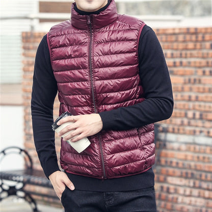 New Fashion Brand Men's Lightweight Sleeveless Down Vest Coats Winter Casual Duck Down Vest Coats for Males