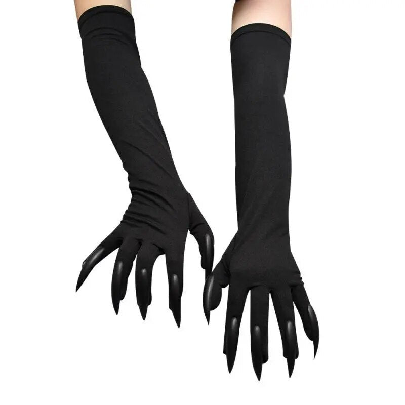 Fashionable Halloween Gloves Long Ghost Claw Dress-Up Gloves with Cool Black Nails - Ideal for Halloween Cosplay and Adding a Fun, Spooky Touch to Your Costume