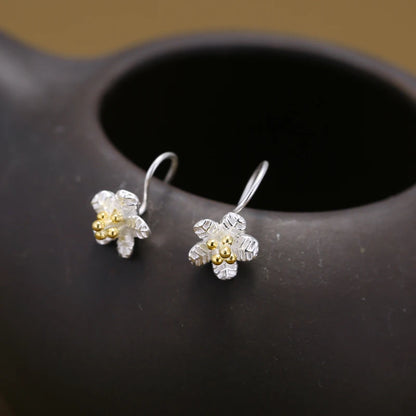 925 sterling silver Long Flower Earrings For Women Elegant Lady Prevent Allergy New Design Fashion Jewelry