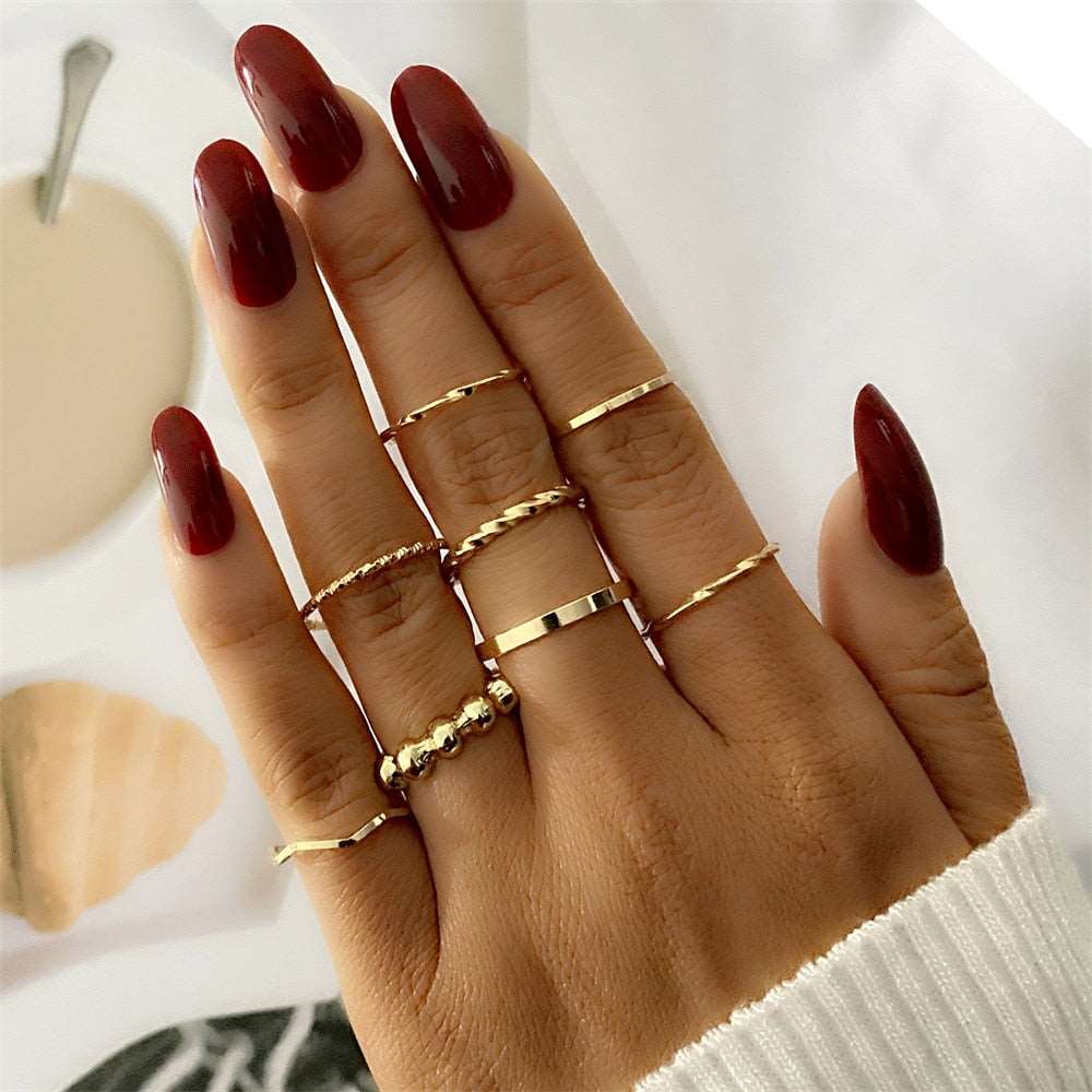 Bohemian Gold Color Chain Rings Set For Women Fashion Boho Coin Snake Moon Rings Party 2023 Trend Jewelry Gift