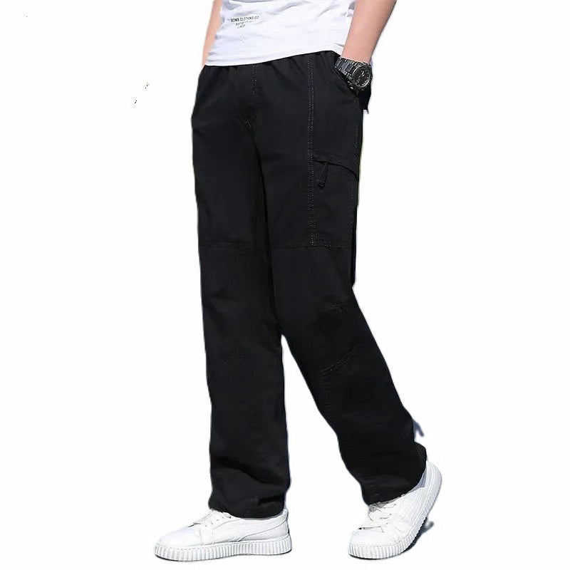 New Cargo Pants Men's Loose Straight Oversize Clothing Solid Grey Versatile Work Wear Black Joggers Cotton Casual Male Trousers