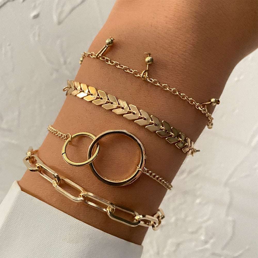 Boho Style Geometric Gold Crystal Chain Female Bracelets by Urban Trend