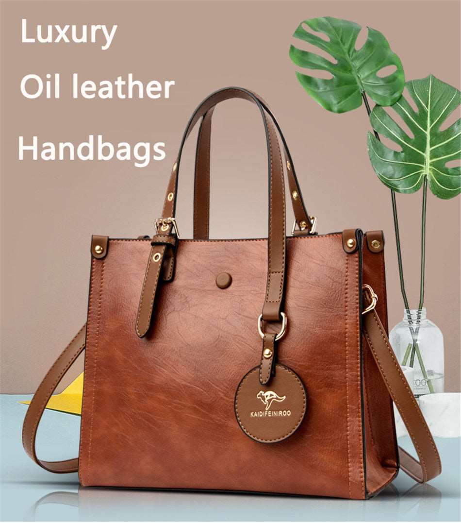 3 Layers Casual Tote Vintage Ladies Tote Hand Bag Leather Luxury Handbags Women Designer Bags for Women 2022 Sac A Main Femme