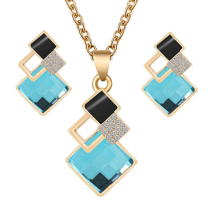 Fashion Crystal Pendants Necklace Earrings Sets for Women Jewelry Gift Set