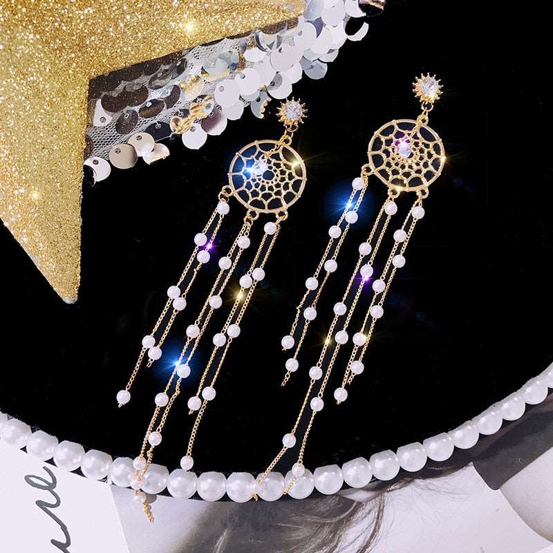 Boho Gold Earrings 2023 Trendy Earrings style Crystal Pearl