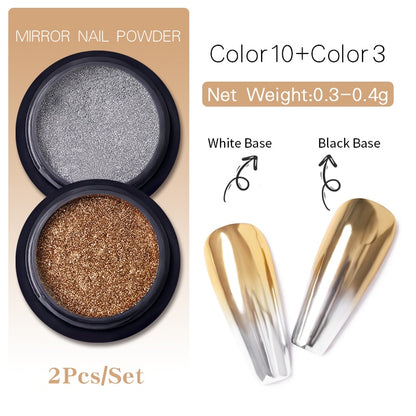 Gold Silver Mirror Powder Nail Art Glitter Rose Gold Champange UV Gel Polish Chrome Dust Metallic Effect Pigment Decoration