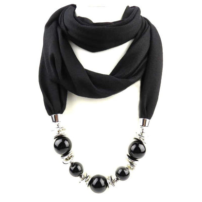 Fashion designer scarf Ethnic Chiffon Solid Collar Tassel Gorgeous beaded pendants jewelry Necklace Scarf Women Shawl Scarves