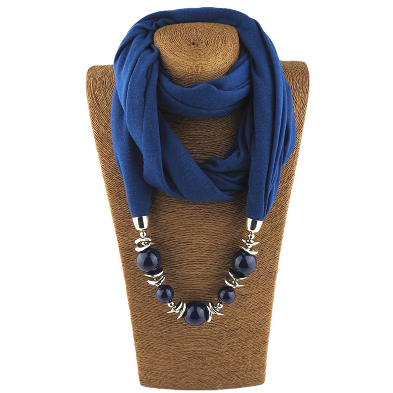 Fashion designer scarf Ethnic Chiffon Solid Collar Tassel Gorgeous beaded pendants jewelry Necklace Scarf Women Shawl Scarves