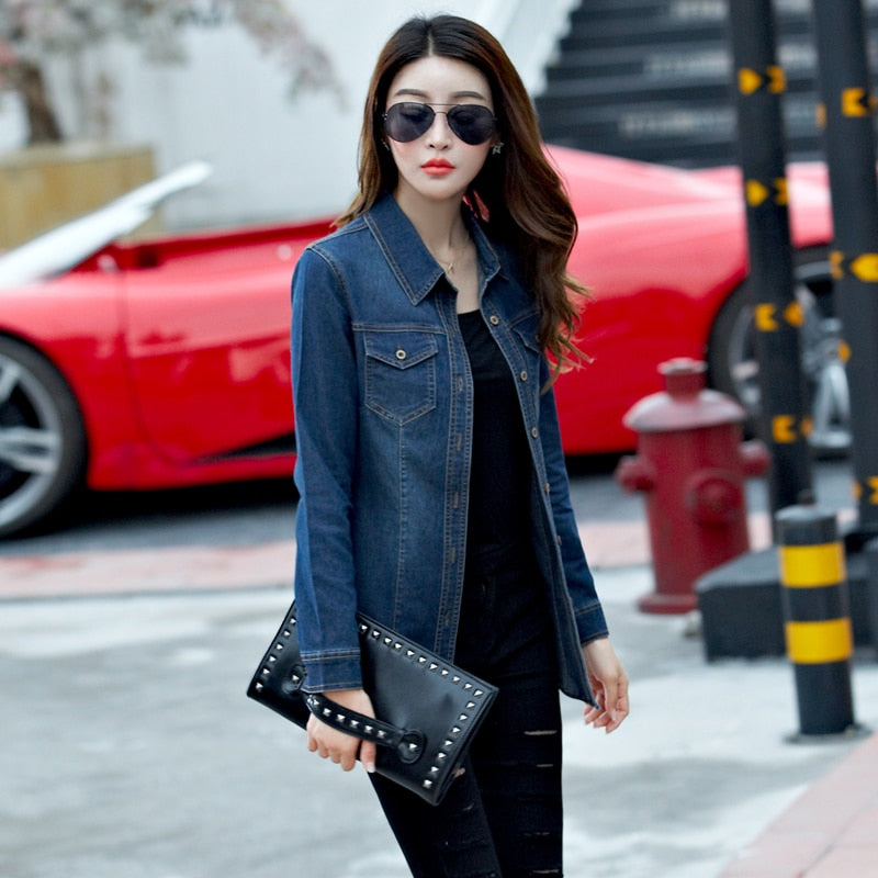 Jeans Shirt women Long Sleeve Slim Casual Vintage Elastic Ladies Denim Shirts Tops Blusas Feminina Woman Blouses and Tops 2023