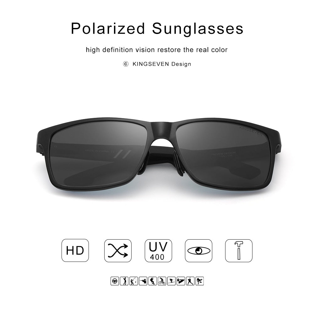 KINGSEVEN Men Polarized Sunglasses For Men  Aluminum Magnesium Sun Glasses Driving Glasses Rectangle Shades For Men Oculos masculino Male