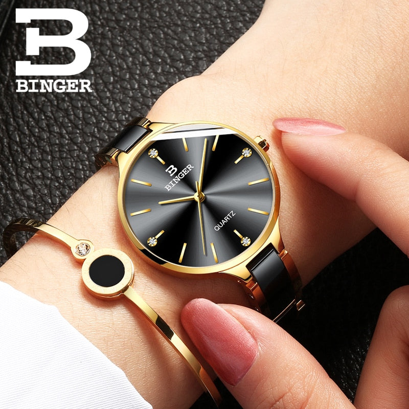 luxurious timepiece Zegarek damski Switzerland BINGER Fashion Women Watch