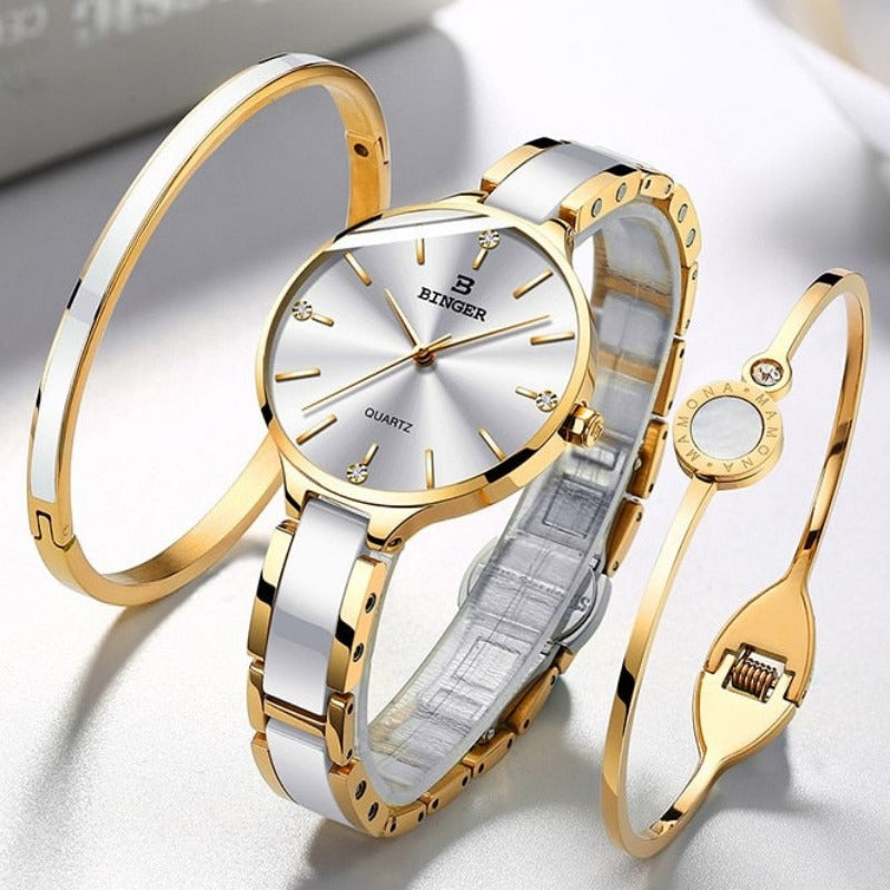 luxurious timepiece Zegarek damski Switzerland BINGER Fashion Women Watch