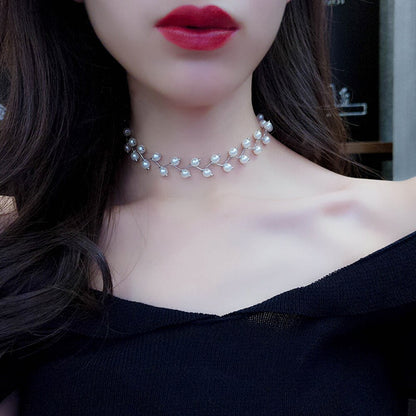 Trendy Elegance Statement Necklace Charm Simulated Pearl Beads Choker Necklace For Women Kolye Collier Femme