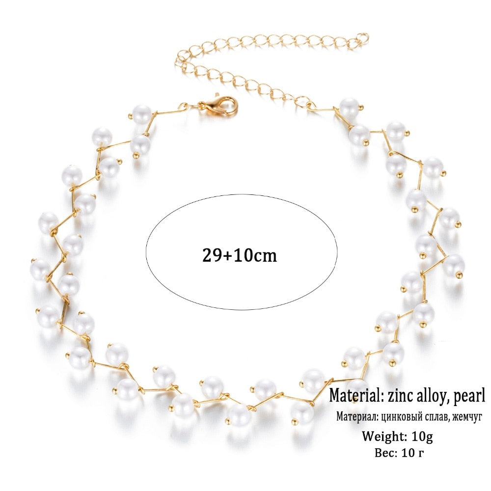 Trendy Elegance Statement Necklace Charm Simulated Pearl Beads Choker Necklace For Women Kolye Collier Femme