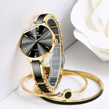 luxurious timepiece Zegarek damski Switzerland BINGER Fashion Women Watch Luxury Brand Bracelets Ceramic Watch band Sapphire Waterproof Montre femme