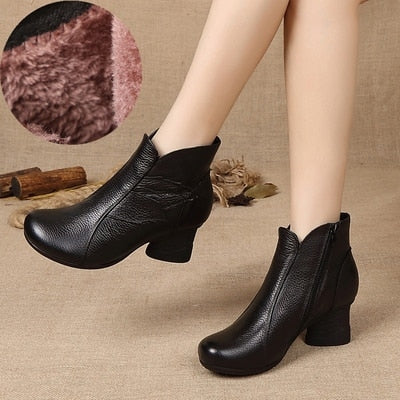 Autumn Designer Platform High Heel Winter Woman Genuine Leather Ankle Boots