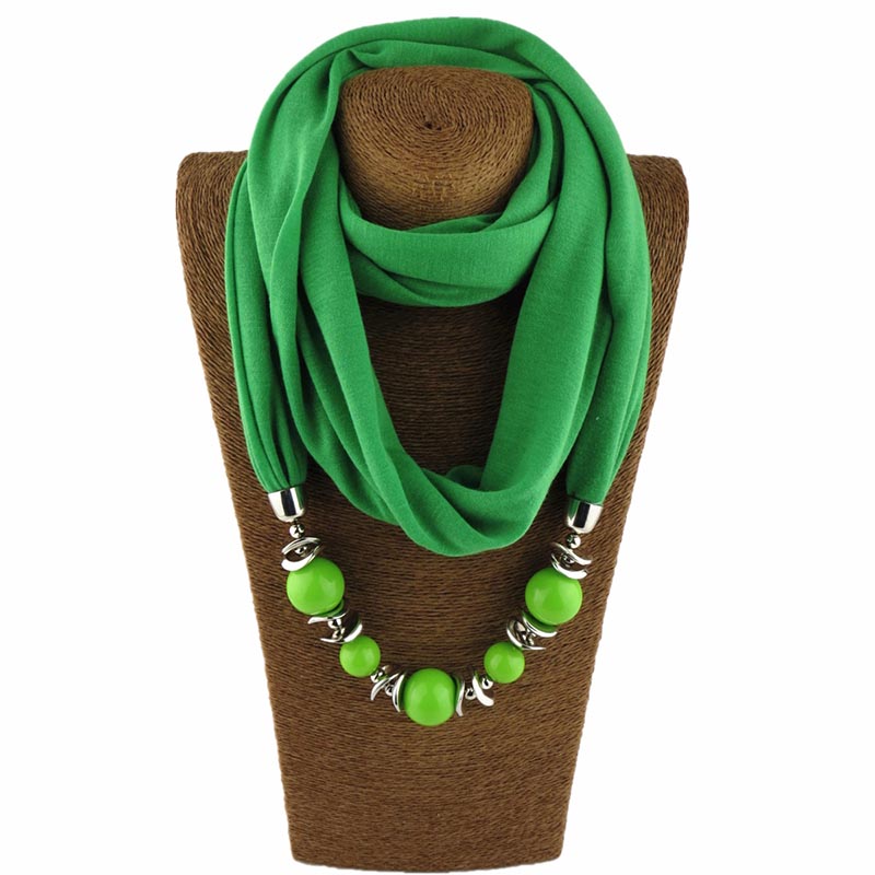 Fashion designer scarf Ethnic Chiffon Solid Collar Tassel Gorgeous beaded pendants jewelry Necklace Scarf Women Shawl Scarves