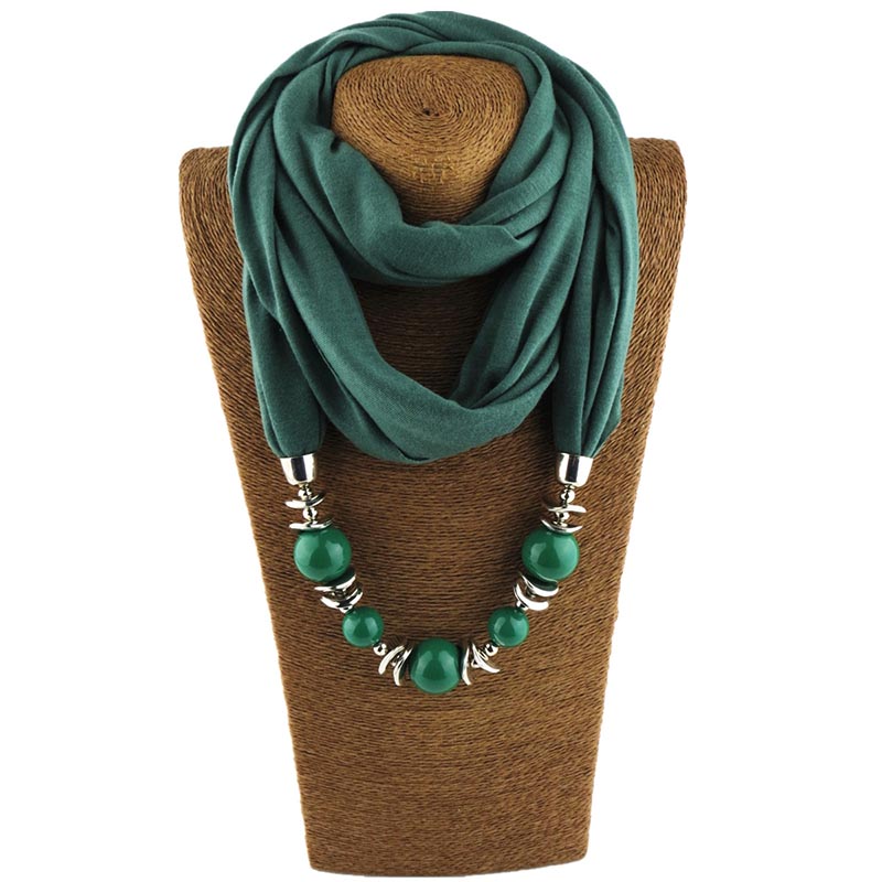 Fashion designer scarf Ethnic Chiffon Solid Collar Tassel Gorgeous beaded pendants jewelry Necklace Scarf Women Shawl Scarves