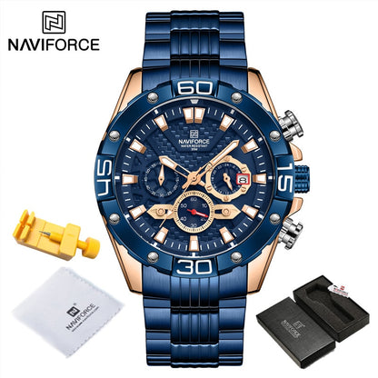 NAVIFORCE Fashion Watches For Men Luxury Original Classic Quartz Clock Analog Chronograph Sport Waterproof Steel Male WristWatch