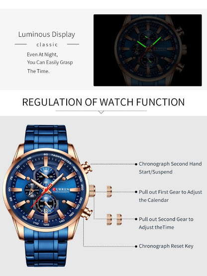 New Mens Watches Quartz Business Waterproof Watch Man Watches Brand Luxury Wrist watch Men Chronograph Reloj Hombre