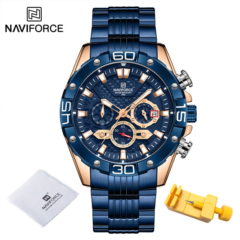 NAVIFORCE Fashion Watches For Men Luxury Original Classic Quartz Clock Analog Chronograph Sport Waterproof Steel Male WristWatch