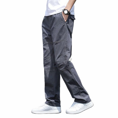 New Cargo Pants Men's Loose Straight Oversize Clothing Solid Grey Versatile Work Wear Black Joggers Cotton Casual Male Trousers