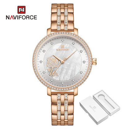 Stylish and Waterproof NAVIFORCE Rose Gold Watch for Women Clock Relogio Feminino