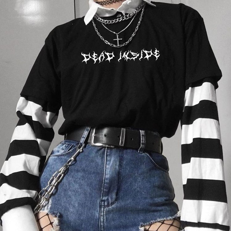 Nothing Kills You Like Your Mind Letter Printed New Arrival Black Female Tee T-Shirt Casual Funny Dark Harajuku Style Tee