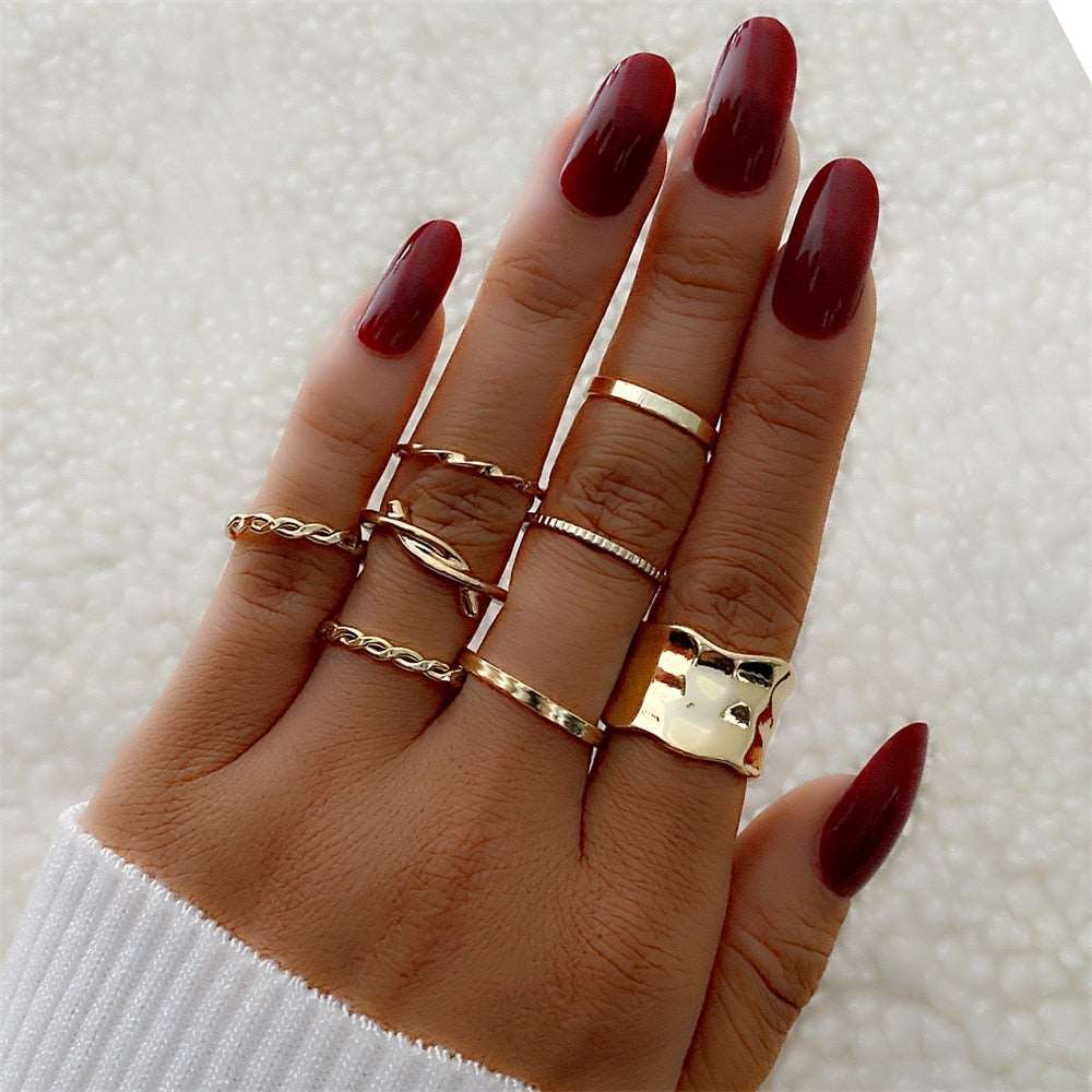 Bohemian Gold Color Chain Rings Set For Women Fashion Boho Coin Snake Moon Rings Party 2023 Trend Jewelry Gift