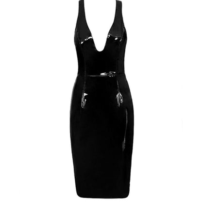 Shop the Hottest Trend S-6XL Shiny Vinyl Latex Leather Dress for Women | Sexy V-Neck Backless Bodycon Dresses | Elegant Party Clubwear