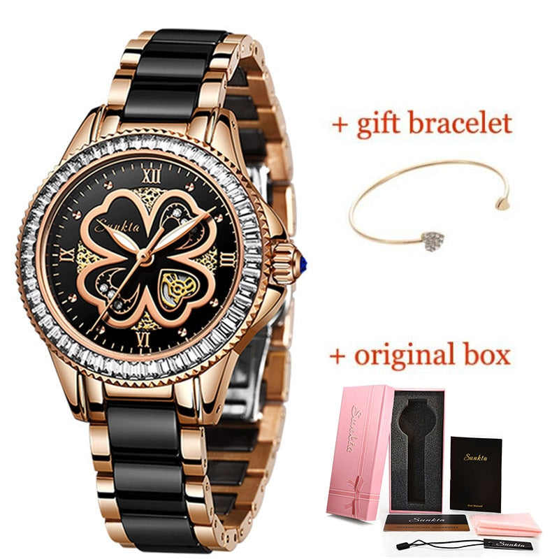 Luxury Brand Women's Quartz Ceramic Bracelet Wrist Watches Fashionable Gifts for Women