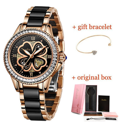 Luxury Brand Women's Quartz Ceramic Bracelet Wrist Watches Fashionable Gifts for Women