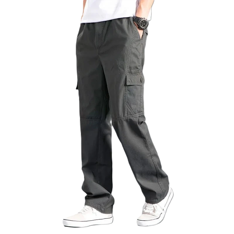 New Cargo Pants Men's Loose Straight Oversize Clothing Solid Grey Versatile Work Wear Black Joggers Cotton Casual Male Trousers