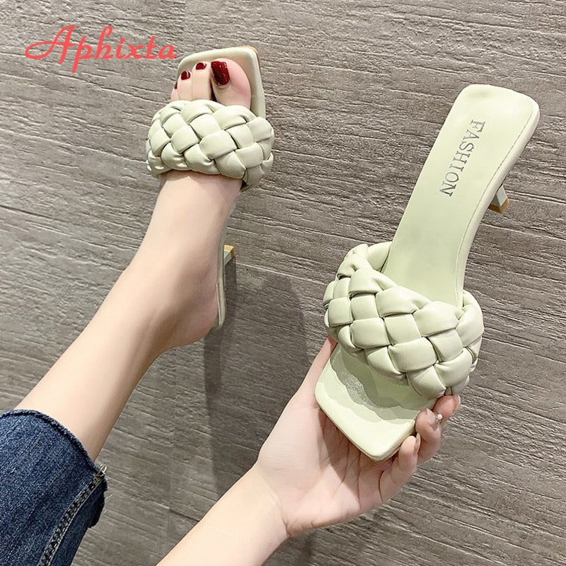 Rope Lattice Peep Toe Designer Platform Heel Women Outside Sippers Shoes