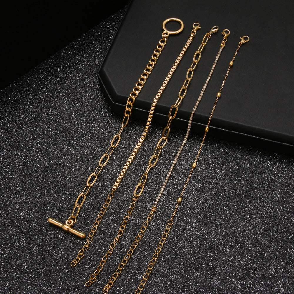 Boho Style Geometric Gold Crystal Chain Female Bracelets by Urban Trend