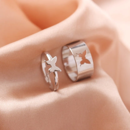 Butterfly Rings For Women Men Lover Couple Ring Set Silver gold Color