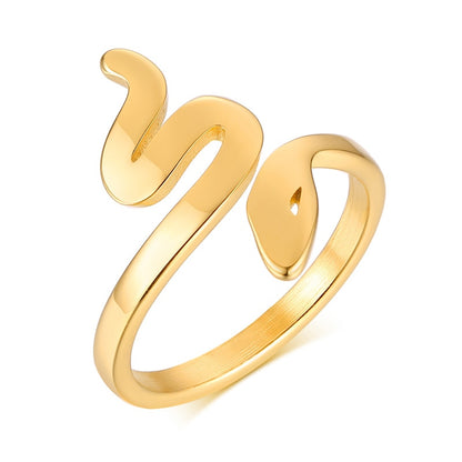 Snake Shape Ring Stainless Steel Jewelry Gold Color Bague Serpent Rings for Women Cute gift and Party Jewelry