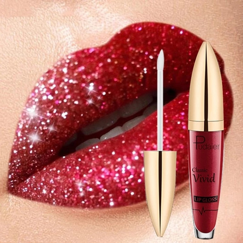 Matte Glitter Liquid Lipsticks Diamond Shiny Lip Gloss Waterproof Long Lasting Pearl Lipgloss