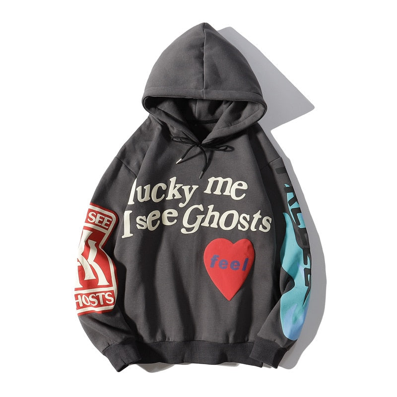 Graffiti Letter Foam Plus Velvet Oversized Sweatshirts Men's Fleece Hooded Hoodie Unisex Stranger Things Pullover Kanye Hoody