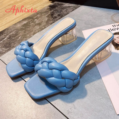 Rope Lattice Peep Toe Designer Platform Heel Women Outside Sippers Shoes