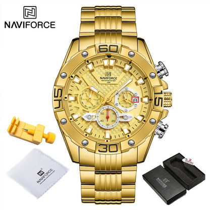 NAVIFORCE Fashion Watches For Men Luxury Original Classic Quartz Clock Analog Chronograph Sport Waterproof Steel Male WristWatch