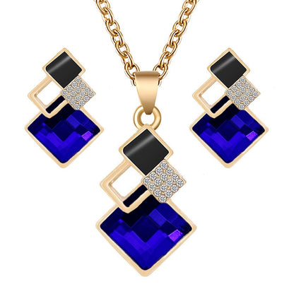 Fashion Crystal Pendants Necklace Earrings Sets for Women Jewelry Gift Set