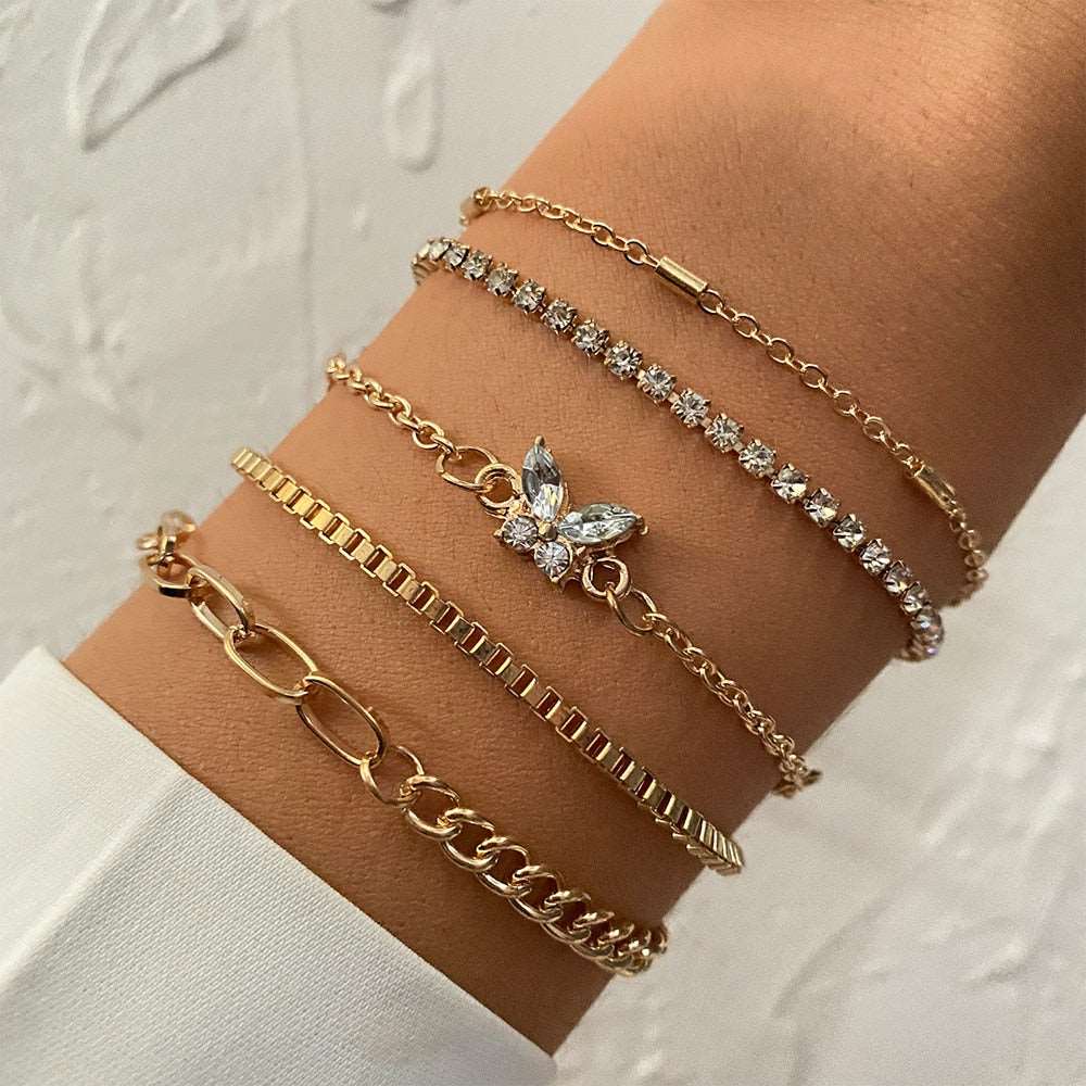 Boho Style Geometric Gold Crystal Chain Female Bracelets by Urban Trend