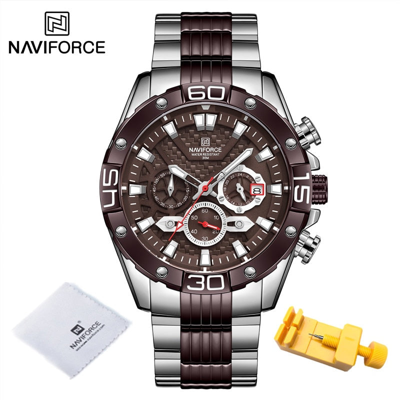 NAVIFORCE Fashion Watches For Men Luxury Original Classic Quartz Clock Analog Chronograph Sport Waterproof Steel Male WristWatch