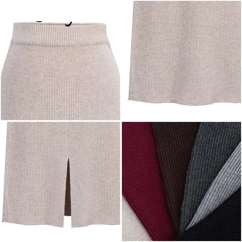 Autumn Winter Knit Pencil Skirt Women High Waist Skirts Womens Knited Split Midi Skirt For Women Autumn 6XL