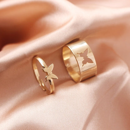 Butterfly Rings For Women Men Lover Couple Ring Set Silver gold Color