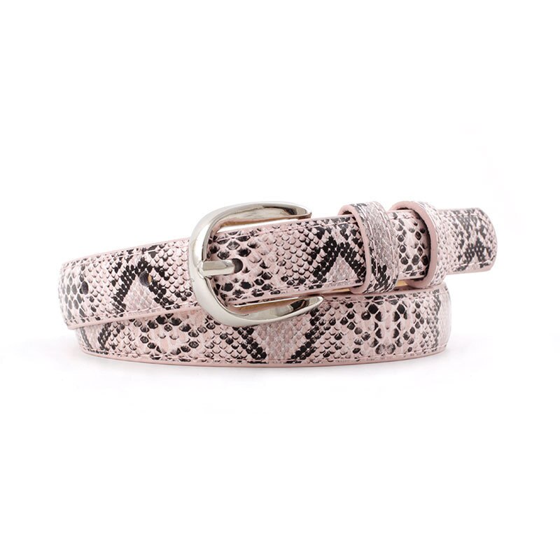 Female Leopard Belt Snake Skin Zebra Print Thin Horsehair Waistband PU Leather Gold Ring Heart Pin Metal Buckle Ladies Belts