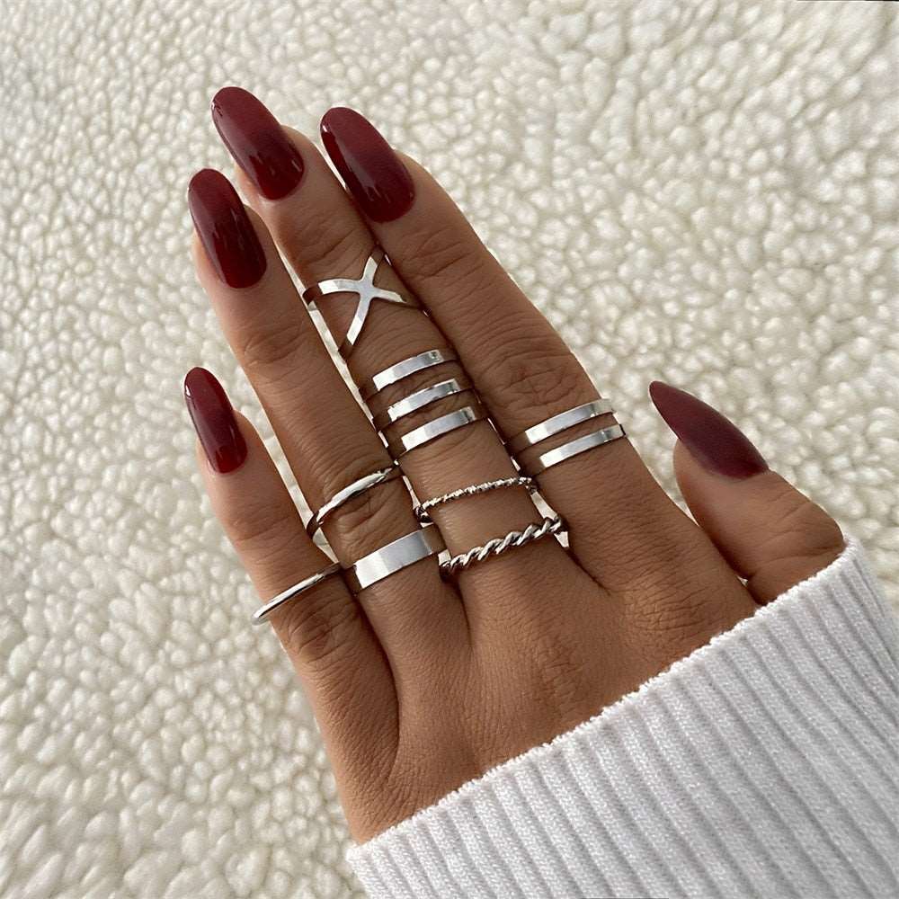 Bohemian Gold Color Chain Rings Set For Women Fashion Boho Coin Snake Moon Rings Party 2023 Trend Jewelry Gift